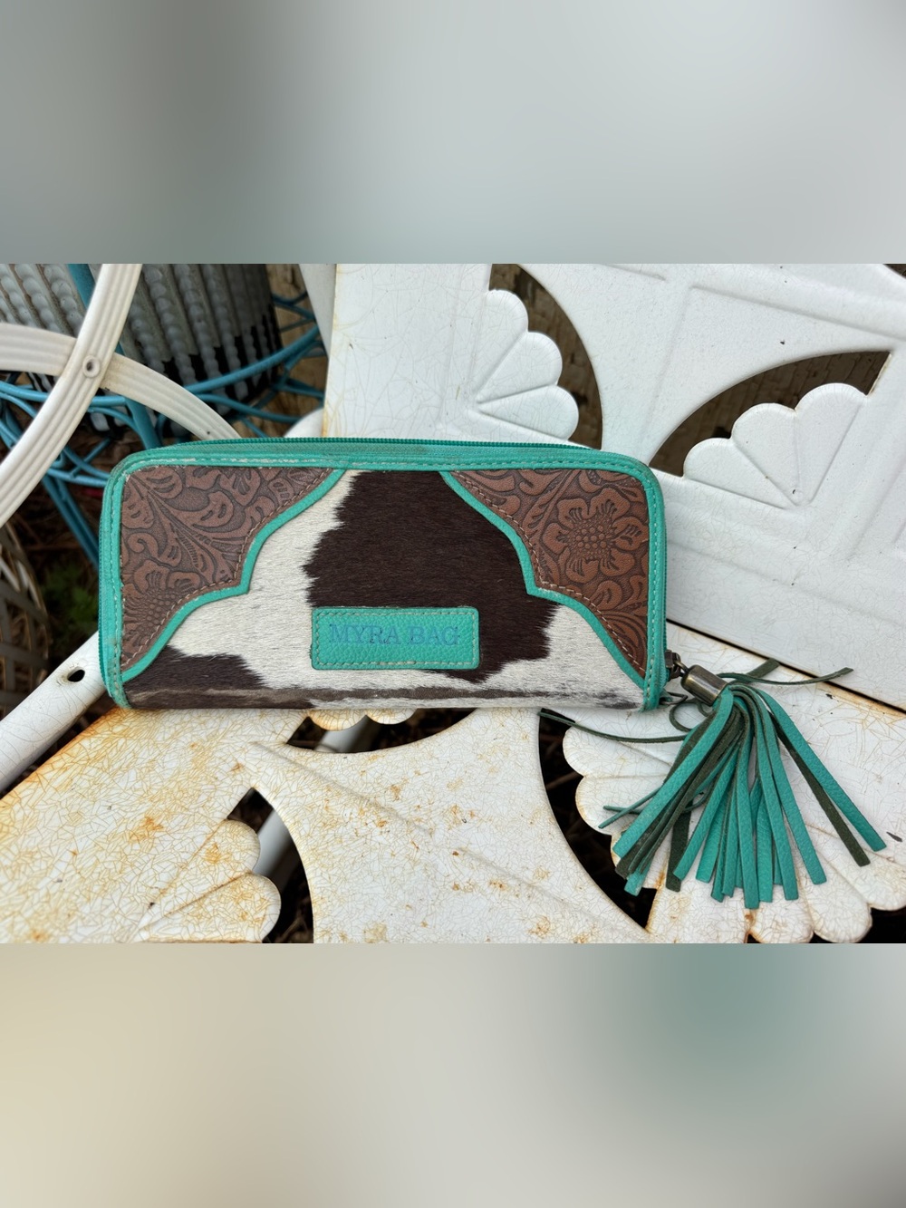 Myra Bag cowhide Stella clutch wallet turquoise